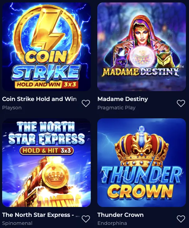Examples of the Top slots at Ninewin 